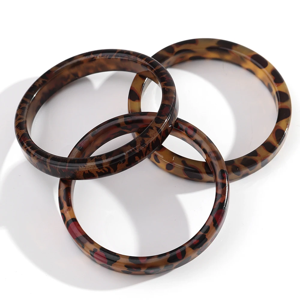 Vintage Leopard Runde Harz Armreif Armbänder für Frauen Acryl Geometrische Leopard Print Manschette Armreifen 2026 Mode Schmuck – Detail 5