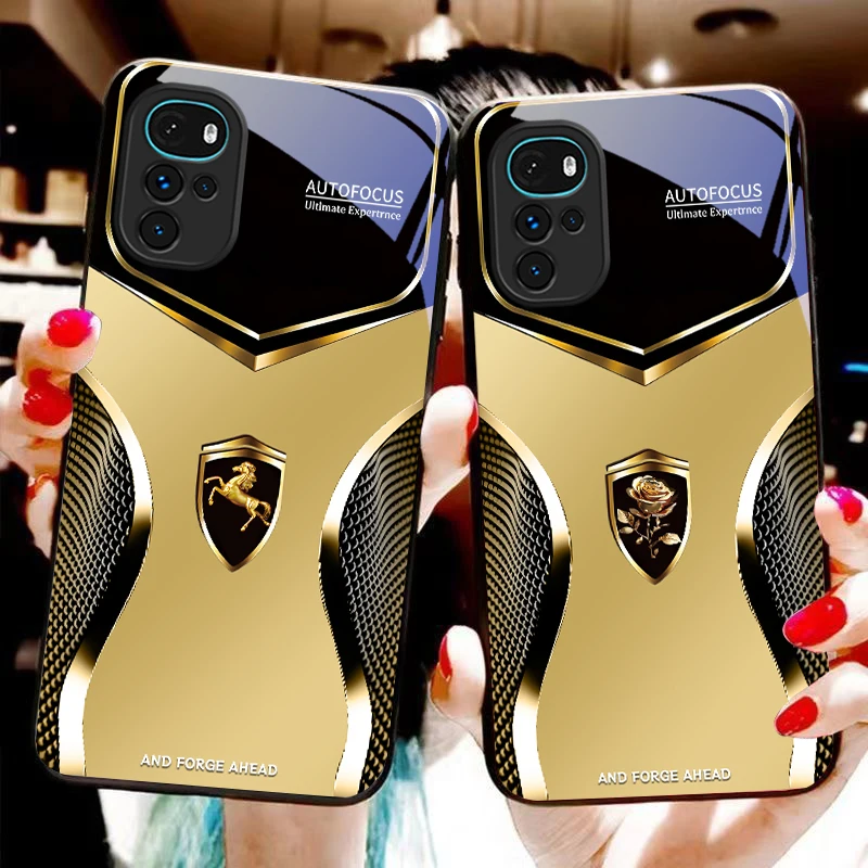 Golden cartoon mouse For Motorola Moto G 14 22 24 34 35 45 54 55 G75 84 85 Edge X 30 40 Neo 50 Ultra Pro Play glass phone case