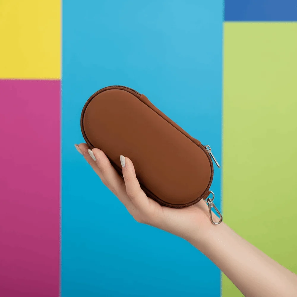 Waterproof PU Dual Slot Glasses Pouch Oval Shape Anti Crush Sunglasses Case Candy Colors Zipper Closure Eyewear Organizer