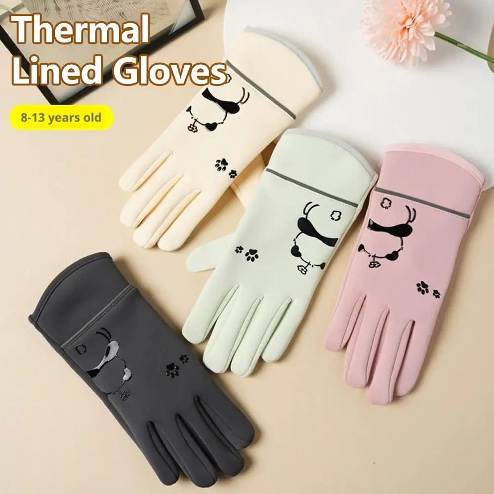 قفازات الشتاء للأطفال لينة مريحة صوف مبطن تصميم قفازات رقيقة مكافحة الدراجة ركوب الثلوج اللعب الرياضة زلة الكرتون V5U2