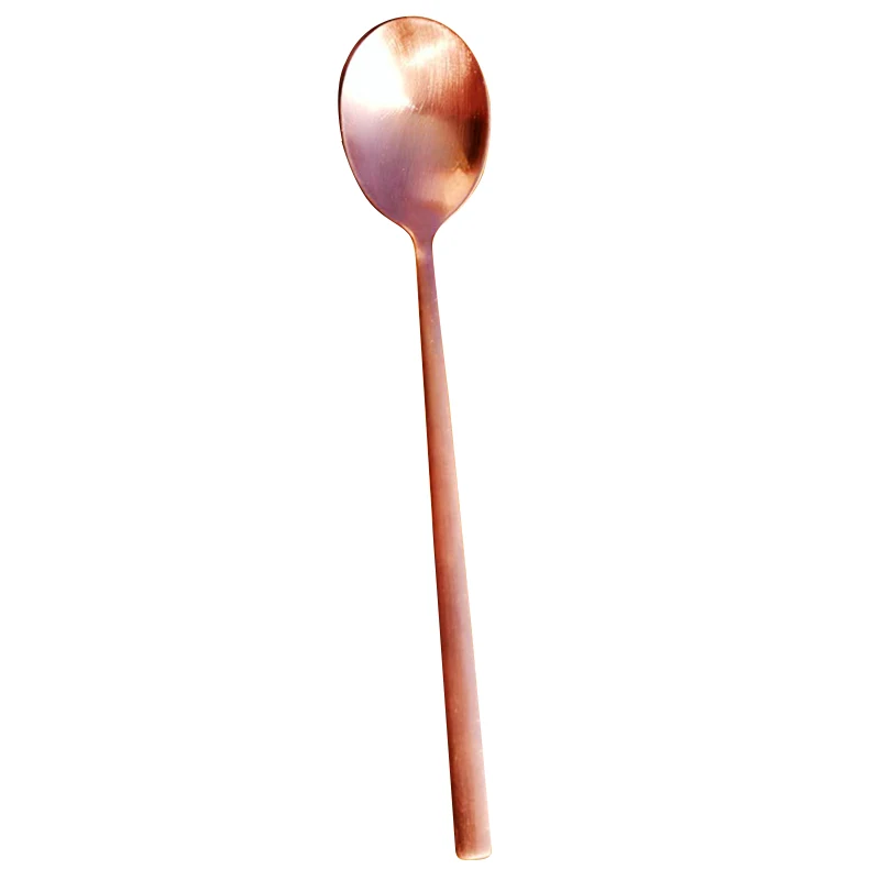 Good quality thickened long handle pure/red copper eating brass spoon tableware hand brushed