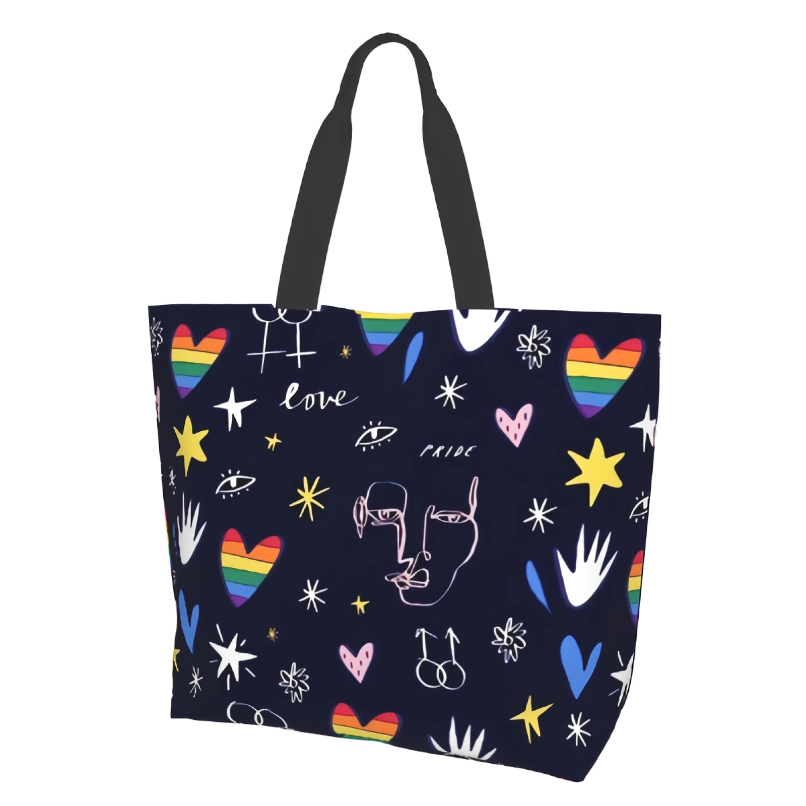 Travel Commuter Tote Bag - Gay Pride Heart Tote Bags for Women Pool Bag Beach Bags