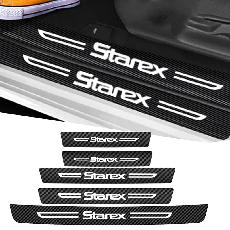 

For Hyundai Starex Emblem Car Front Guard Door Sill Pedal Carbon Fibre Rear Trunk Leather Styling Auto Bumper Guard Accessories