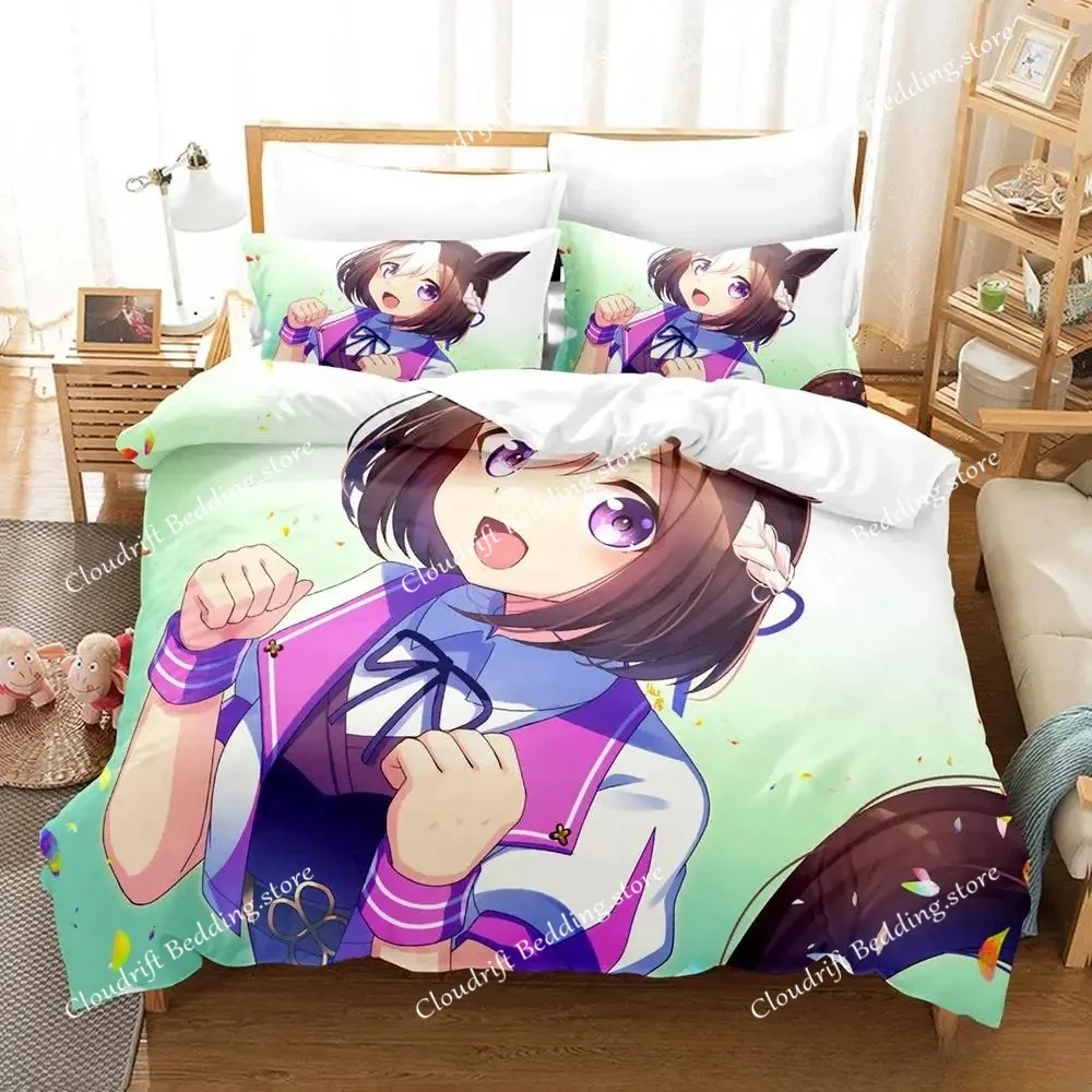 

Cartoon Uma musume Pretty Derby Printed Bedding Set Single Twin Full Queen King Size Bed Set Adult Kid Bedroom Duvet cover Sets