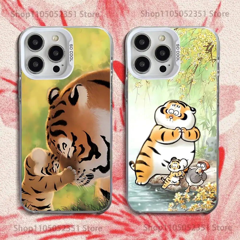 

Fat Tiger Phone Case For iPhone 16,15,14,13,12,11,Pro,XS,Max,Plus,Mini,SE White Candy Matte Shockproof Cover