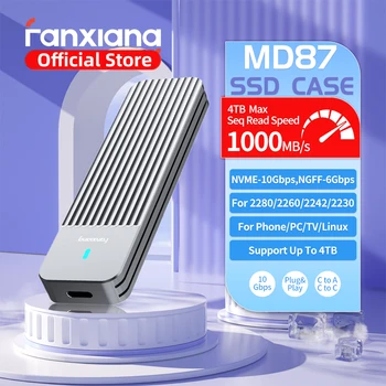 Fanxiang MD87 M.2 SSD-behuizing 10 Gbps NVMe/NGFF-SATA Dual Protocol USB 3.2 Gen2 Type C SSD-behuizing voor 2280/2242/2230 SSD-schijfbox