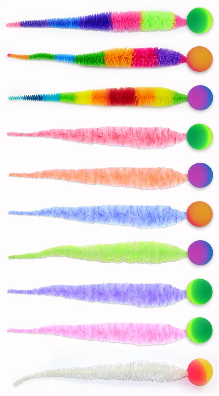 1/5/10PCS Cat interactive toys Tickle Cat Colorful bouncing ball Pet supplies Puzzle teasing indoor cat caterpillar elastic toy