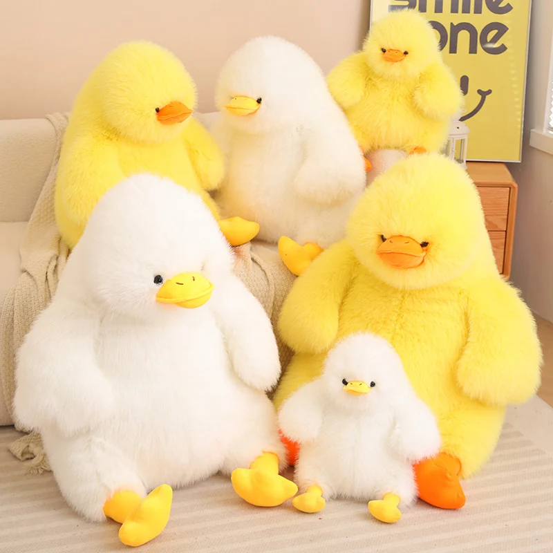 40-95cm High Quality Yellow Fat Duck Cute Dolls Throw Pillow Long hair Pluh Soft Stuffed Animal Cartoon Funny Birthday Gifts