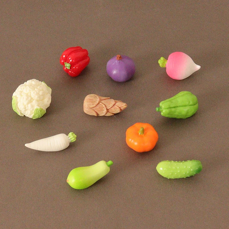 10Pcs/Set Dollhouse Simulation Vegetable Set Dollhouse Radish Onion Decoration Dolls House Miniature Play Toys(no Basket)