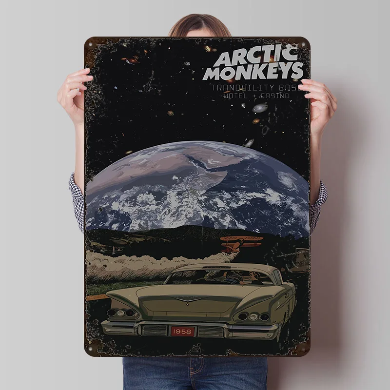 Arctic Monkeys Tranquility Base Album Cover Printing Poster Customized Retro Wall Art Vintage Metal Signs for Mancave House Home