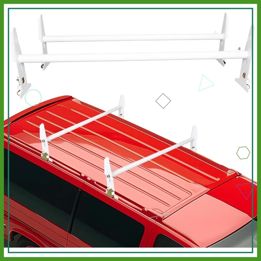 

Adjustable Van Roof Ladder Rack 47-77 inch 500lbs Capacity Universal Fit for Vans with Rain Gutters