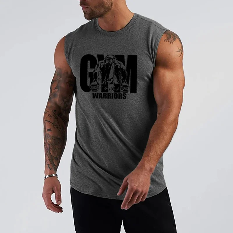 Gym Tank Top Mens Fitness Clothing Compression Vest Cotton Bodybuilding Stringer Tanktop Muscle Singlet Workout Sleeveless Shirt