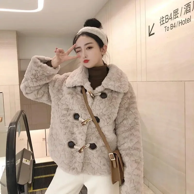 Lambhair Coat For Women Imitation Fur Overcoat Thickened Sheep Fleece Coats Autumn Winter New Female Warm Coat