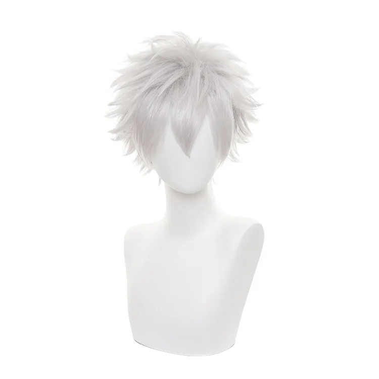 Cosplay Silver Shaggy Layered Heat Resistant Synthetic Hair Wigs Hunter x Hunter Killua Zoldyck Wig Short Men Wig