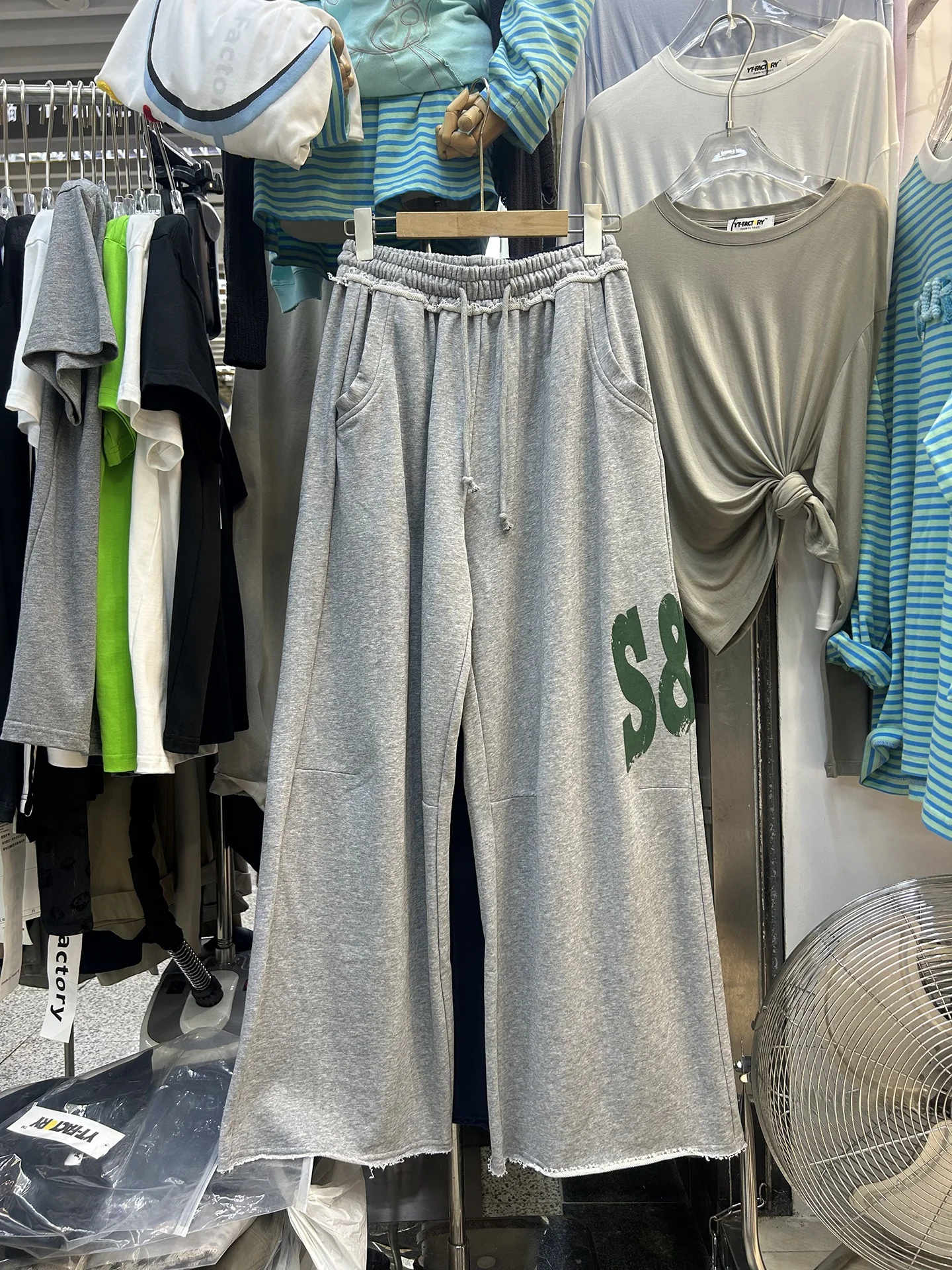 

American Sle Women's Casual Pants High Waist Wide Leg Straight Cut Print Faionable Autumn Trousers Comfortable Elastic Waist