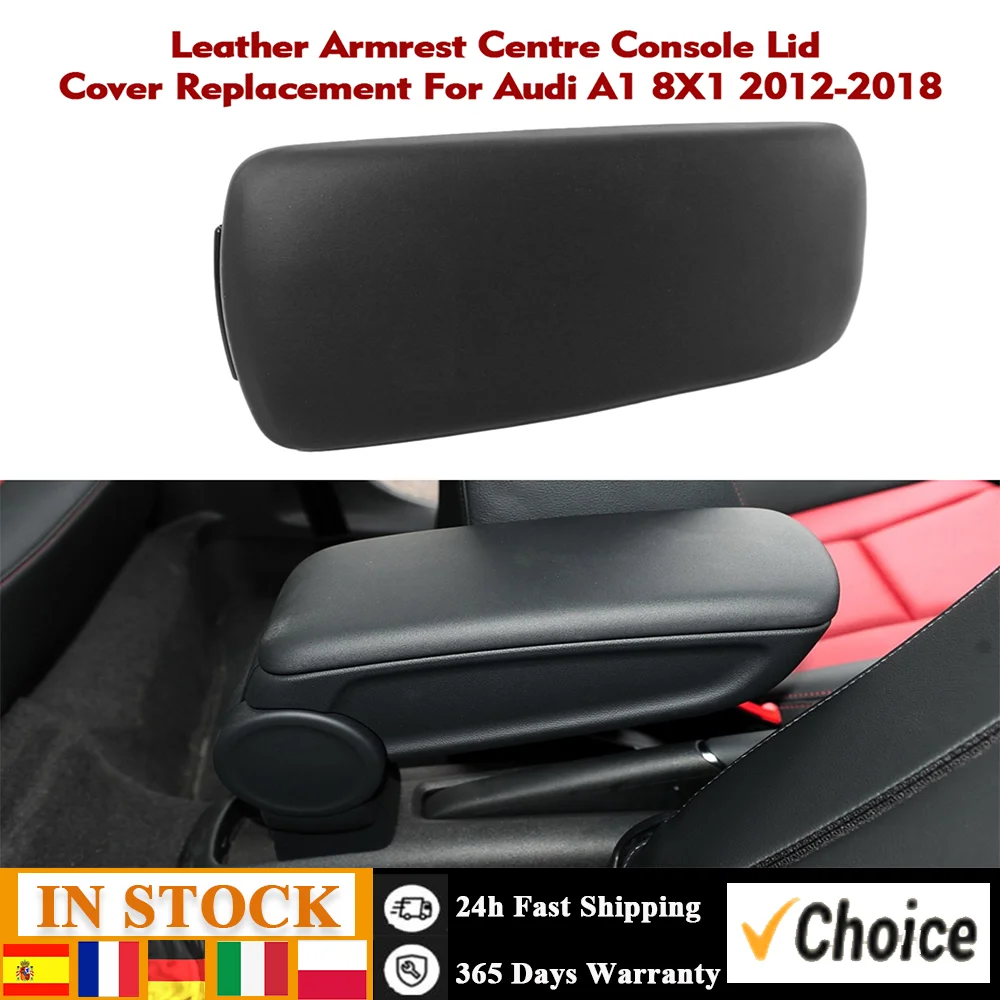 Leather Armrest Centre Console Lid Cover Replacement For Audi A1 8X1 2012-2018 Black