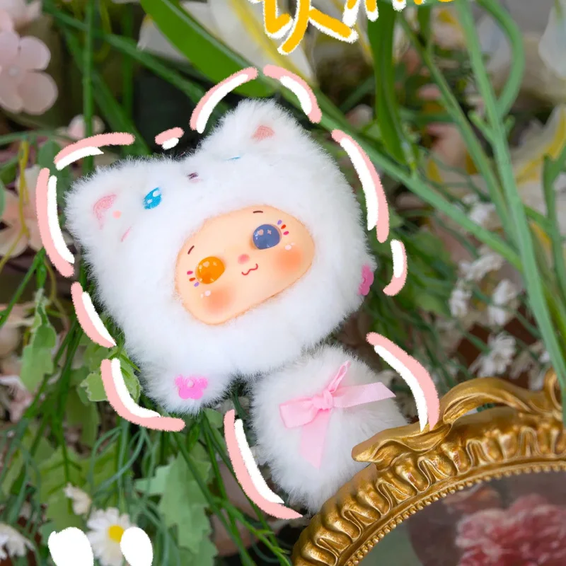 バブー・ニャー・コームグロー・ブラインドボックス・トイ・カートゥーン・プラッシュ・コーム・ミラーセット・持ち運びやすいバッグ・ペンダント・ホームデコ・ミステリーボックス・サプライズギフト