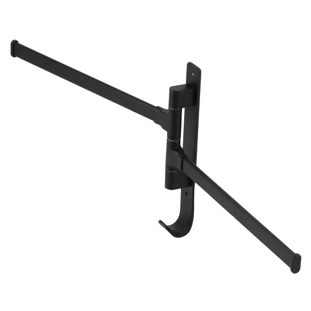 Aluminum Alloy Swivel Towel Rack 2 Arms Thicken Design Towel Rack Collapsible Black Towel Bar