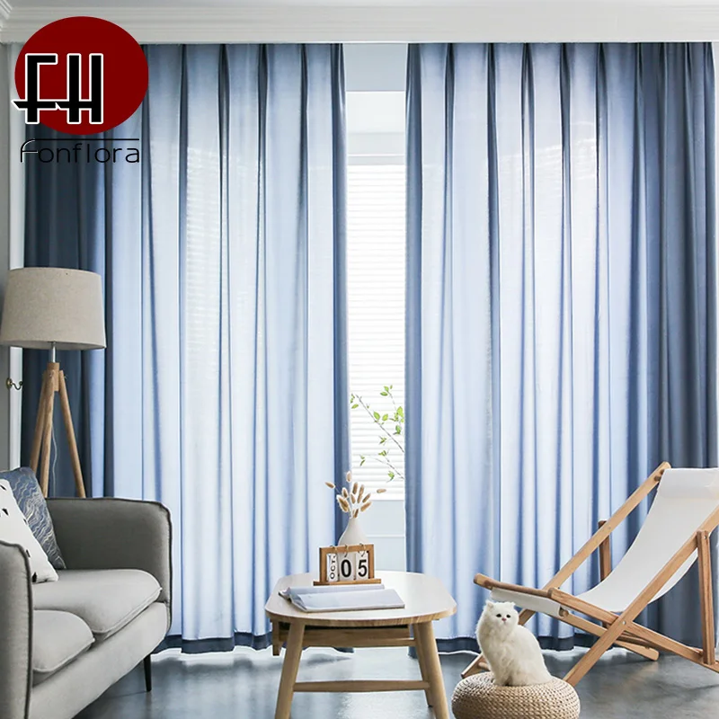 

Window Curtains for Living Room, Silky Shiny Tulle, Blue Drapes, Sheer Curtains for Bedroom, Partition Voile, High Quality