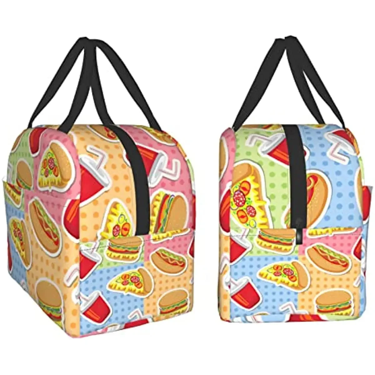 Circle and Burger Insulated Lunch Bag Reusable Lunch Bags Work Picnic Snack Cooler Bag