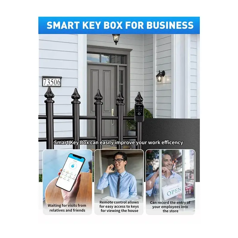A04G-2X Waterproof Cover Safe Tuya Code Fingerprint Bluetooth Wifi Smart Key Box App Remote Combination Door Lock Box