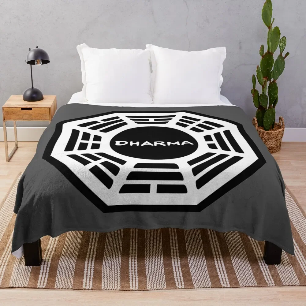 Dharma Initiative Logo Lost TV Show Throw Blanket Breathable Lightweight Blanket for Adults Kids