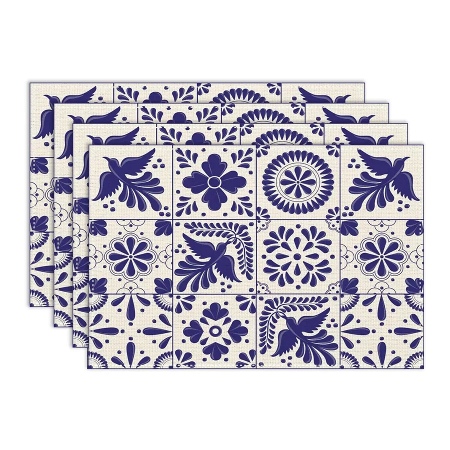 Ceramic Tile Pattern Placemat Washable Home Dining Table Mat