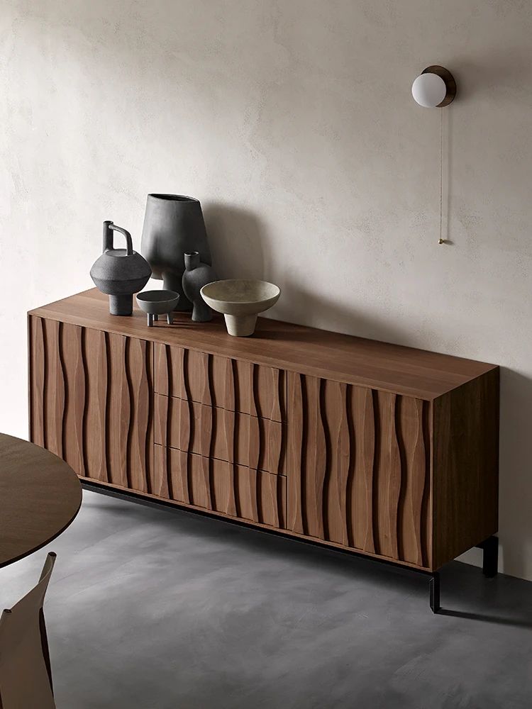 Credenza in legno massello armadio portaoggetti in legno di noce nero importato minimalista italiano design di fascia alta Z