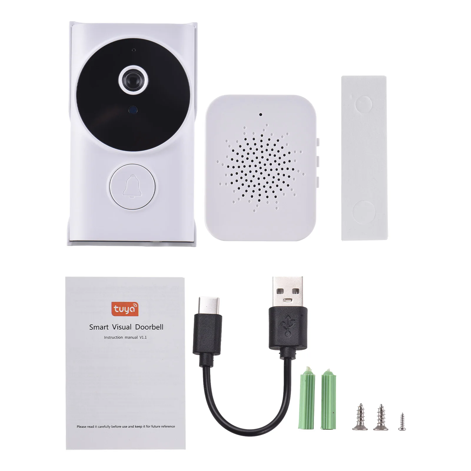 WiFi Smart Doorbell Ring Door Camera with Chime TY App Control Infrared Night Viewing Rechargeable Video Intercom Doorbe