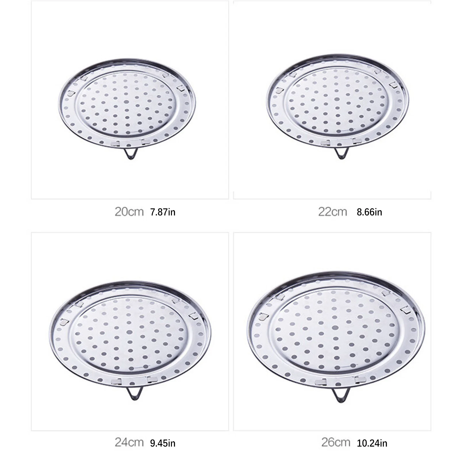 20/22/24/26cm Kitchen Three-Legged Steaming Rack Tray Stainless Steel Pastry Cooker Plate Shelf Cookware Dumpling Bread Cake