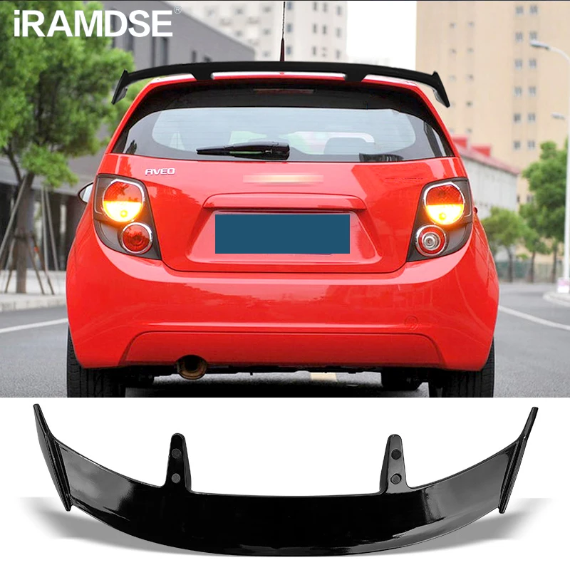 Sonic Spoiler for Chevrolet Aveo 2011 2013 2014 Car Rear Trunk Wing Carbon Paint Type TE ABS Material Accessories