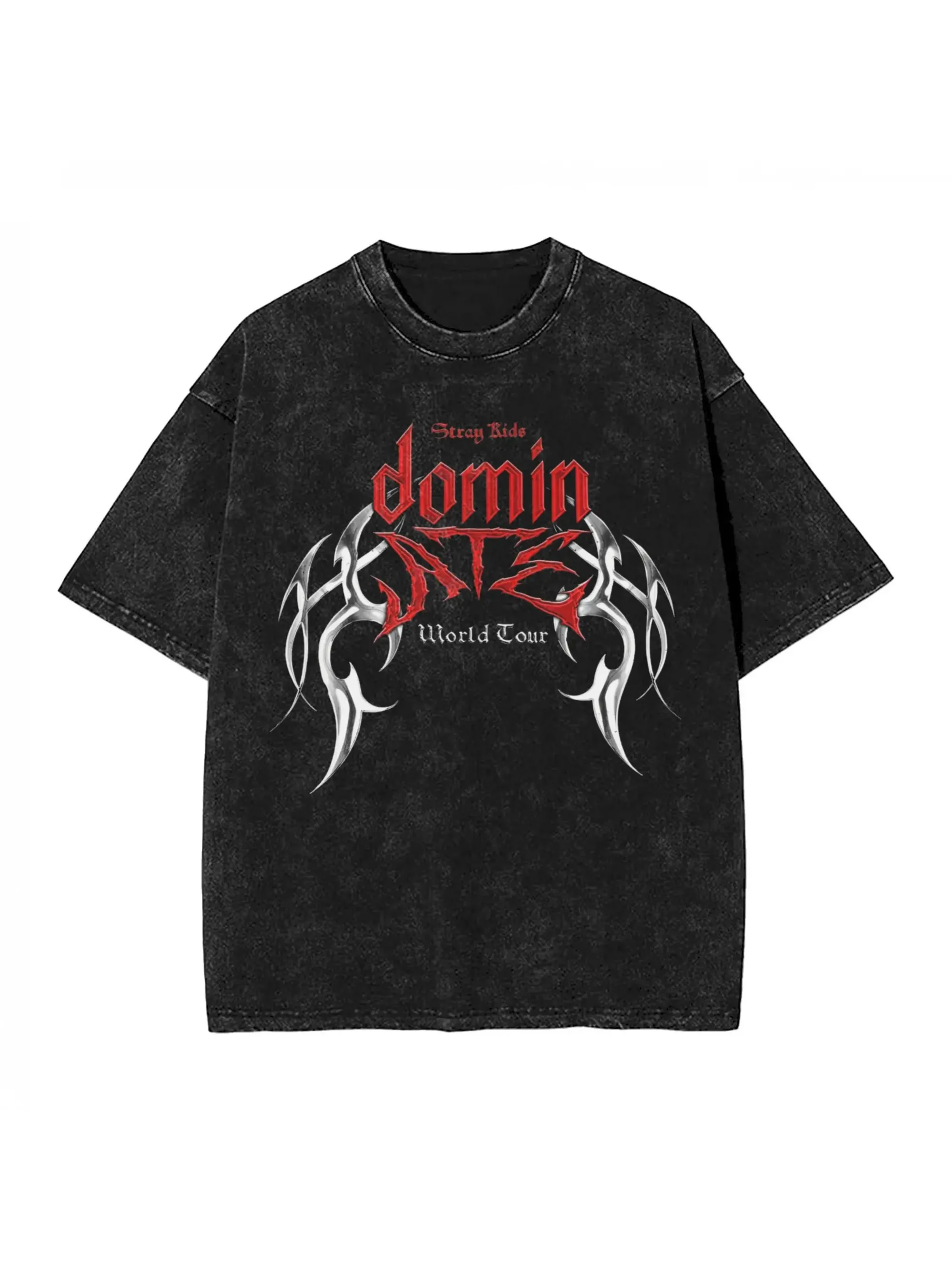 

SKZ StrayKided Washed T-shirt Street Style Hip-hop Retro Short-sleeved Top Men's and Women's Same Trend Street Style T-shirt