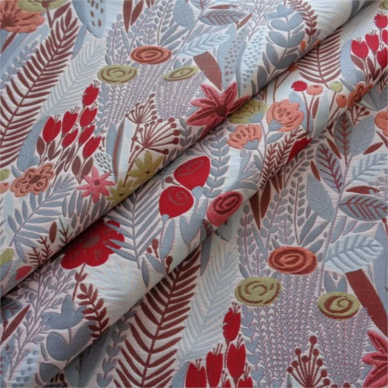 Fashion multi-color high-density fine jacquard fabric small red flower color woven women's dress