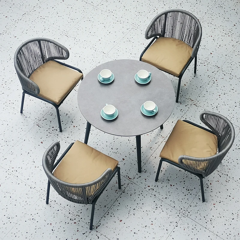# Dining Set Creative Living Room Patio Rattan Balcony Table Chairs Metal Simple Hotel Leisure Outdoor