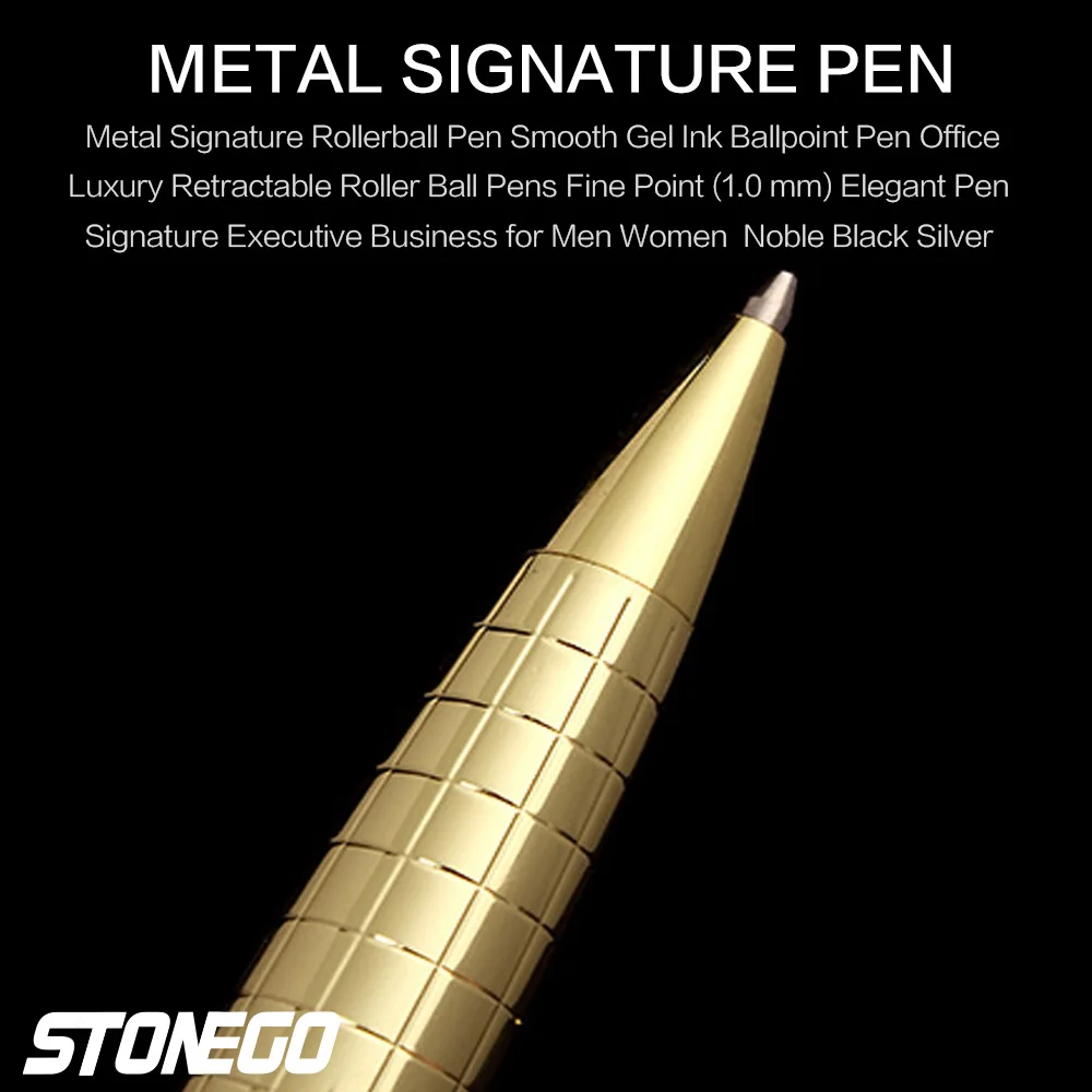 STONEGO Classic Luxury Ink Ballpoint Pen, Black Ink Medium Point 1.0mm Smooth Writing Metal Ball Point Pen Signature Pen