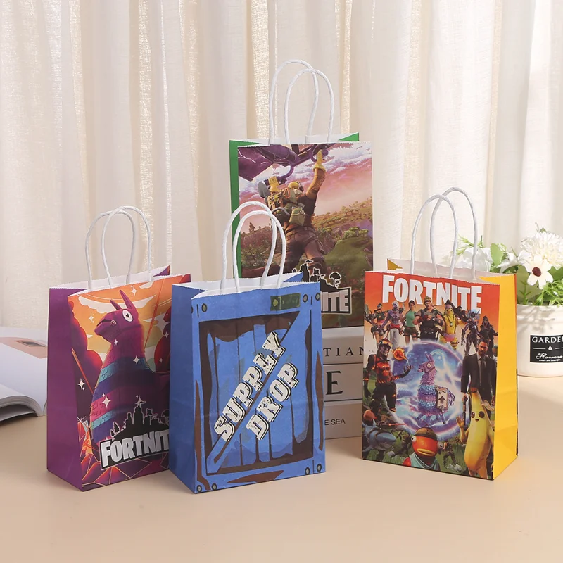 12 Uds. Caja de dulces Fortnite, caja de regalo, bolsas de papel, tema de juego, decoración de fiesta de cumpleaños, cajas de dulces de Anime Kawaii, regalo de Halloween