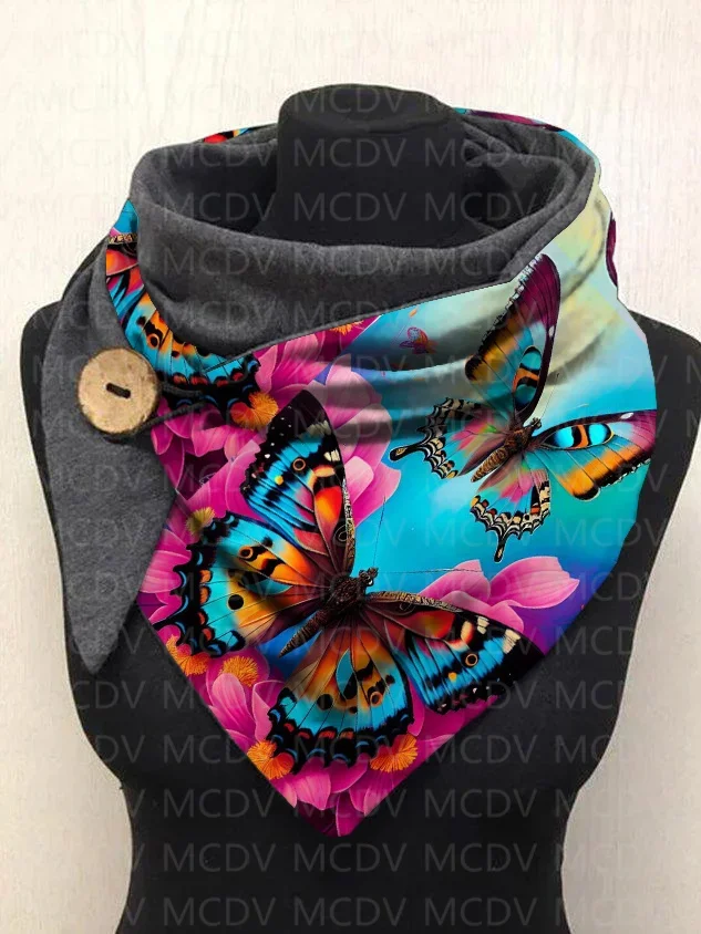 

MCDV Butterfly 3D Printed Warm Fleece Casual Scarf And Shawl for Women Warm and comfortable Scarf 02