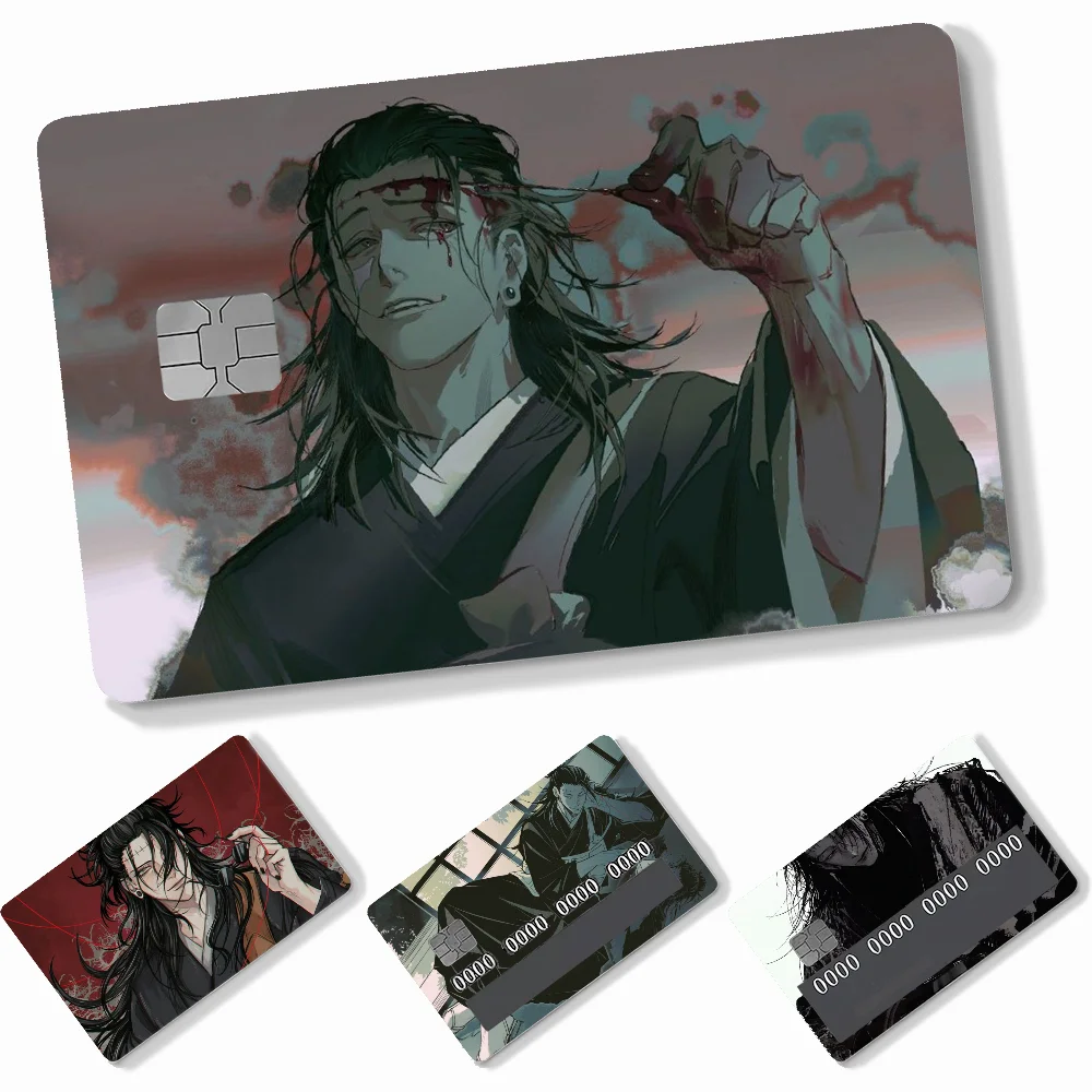 1 unidad de pegatinas de tarjetas Kenjaku de Anime, 4 Uds., pegatinas de piel de tarjetas de crédito de PVC, película protectora autoadhesiva extraíble