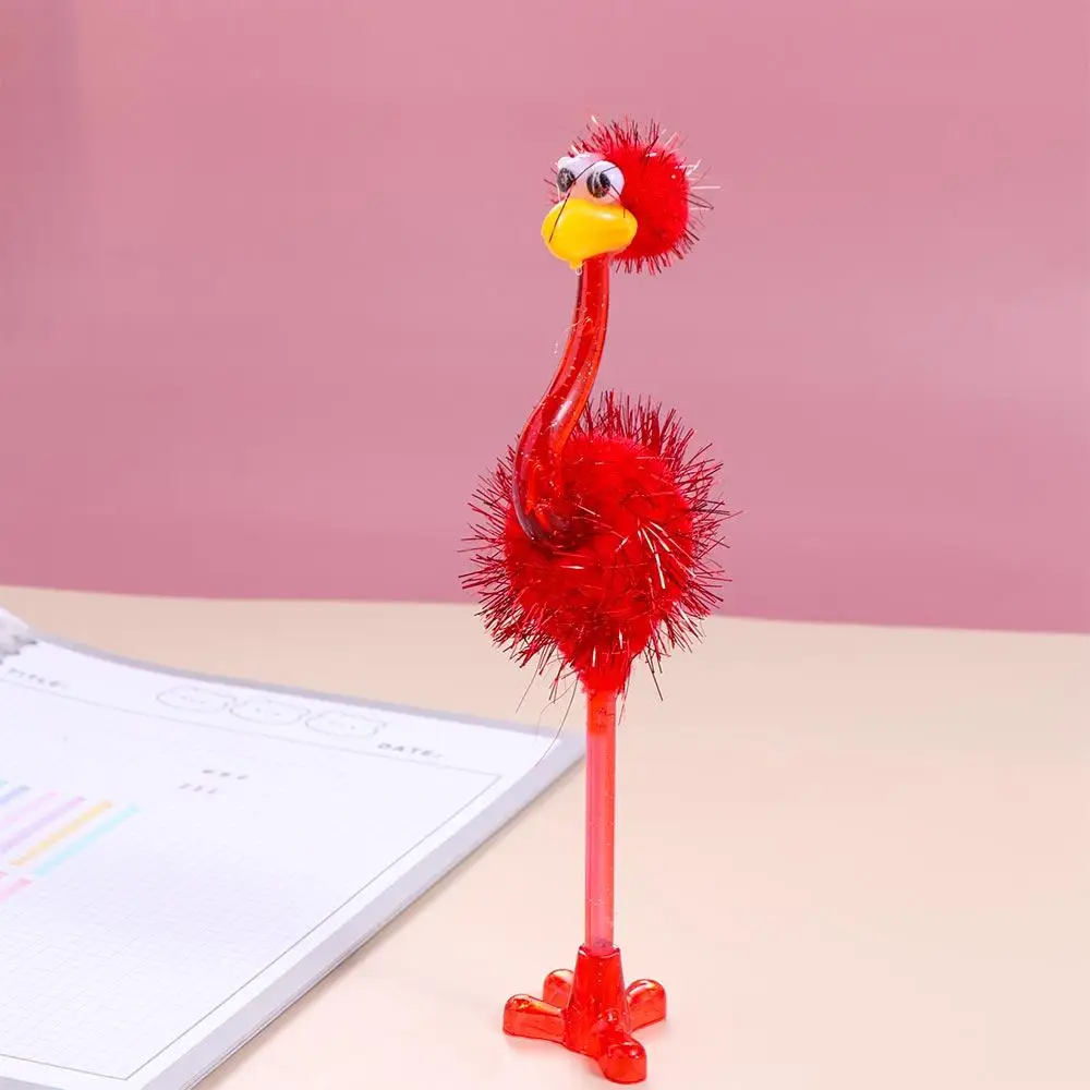 Blue Ink Cartoon Feather Ballpoint Pen Smooth Kawaii Crown Ostrich Plush Pen Random Color Creative Ballpoint Pen School