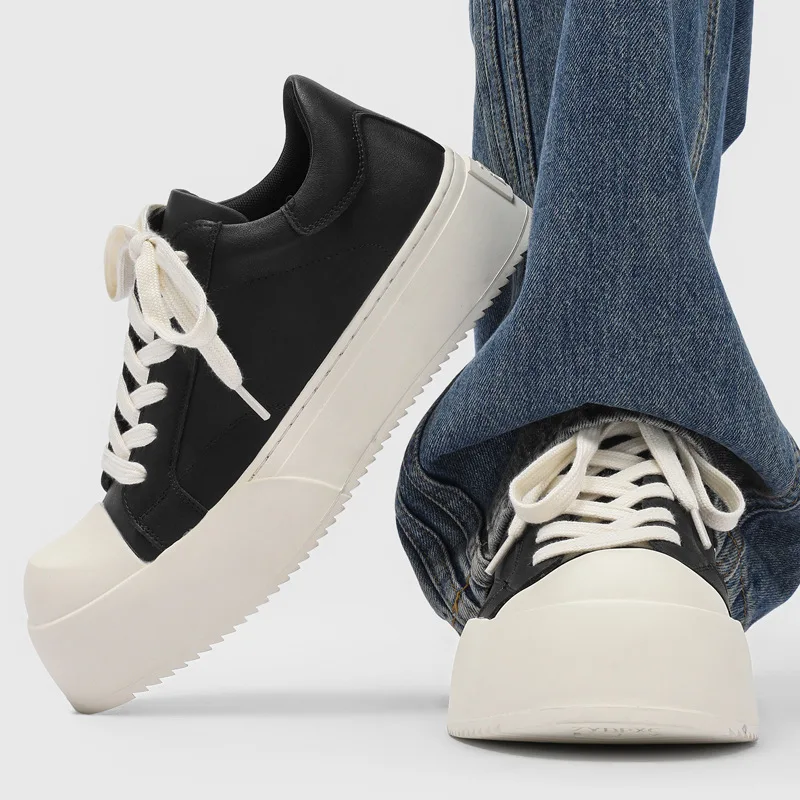 

Korean style mens shoes luxury fashion original leather oxfords shoe flats platform sneakers street black stylish cool footwear