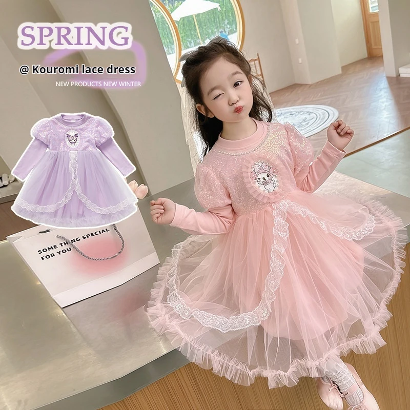 Dress Princess Dress Katie Cat Kuromi Puff Dress Cute Girl Birthday Gift Anime Surrounding Spring and Autumn sanrio Children