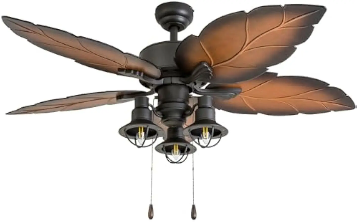 Tropical Indoor Outdoor Ceiling Fan with Light, Pull Chain, Three Mounting Options, Weather