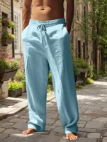 Nouveaux pantalons de plage pour hommes – Pantalons longs amples en coton et chanvre, simples et polyvalents pour le quotidien, les activités de plein air, les loisirs et le fitness, pour l'automne et l'hiver 5
