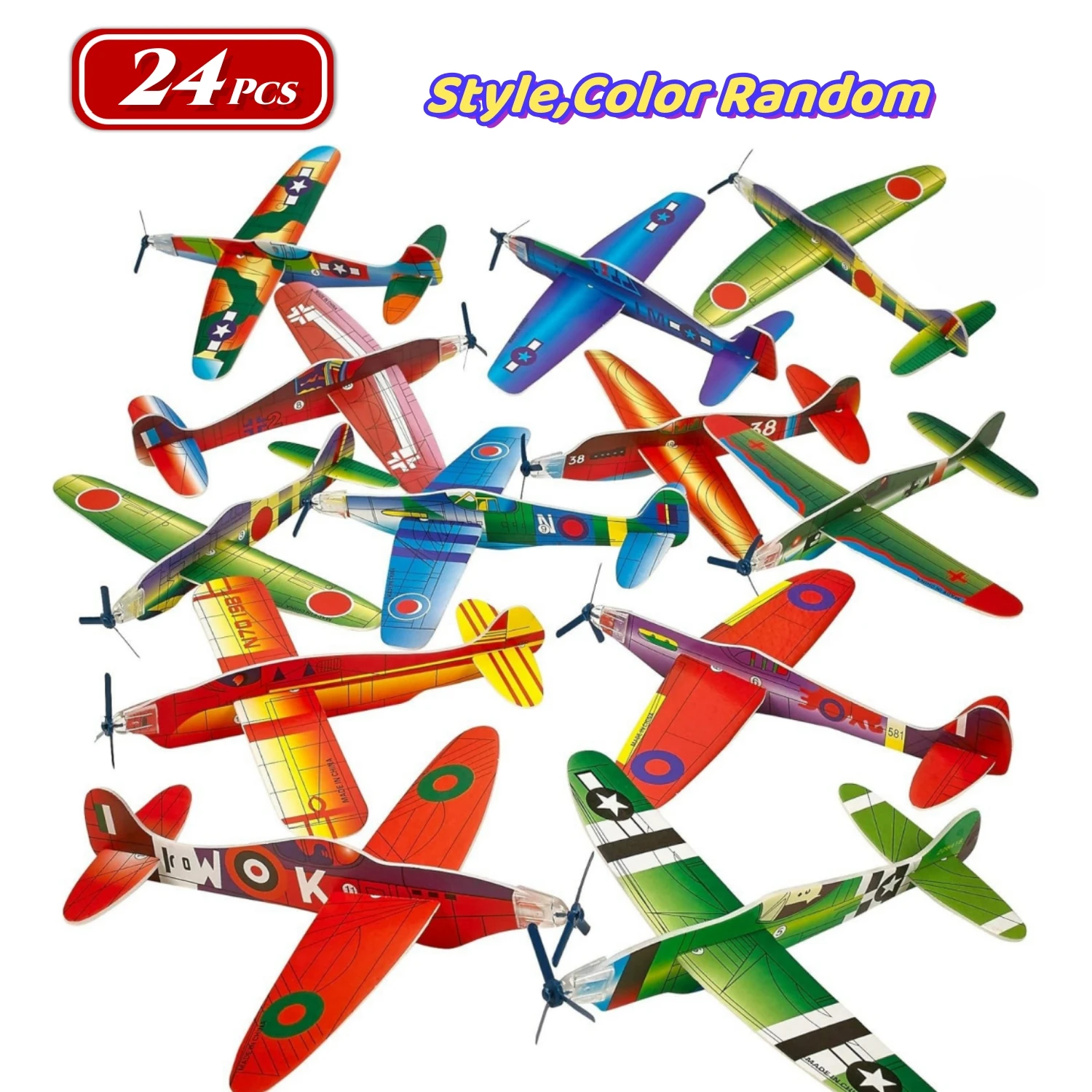 24 Pcs 8 Inch WW II Glider Planes - Birthday Party Favor Plane, Great Prize, Glider, Flying Models