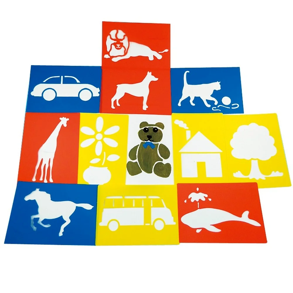 DIY Children's Painting Dinosaur Animal Car Template Pattern Stencils Suit Kids Painting Early Children Educational Toy Gift New