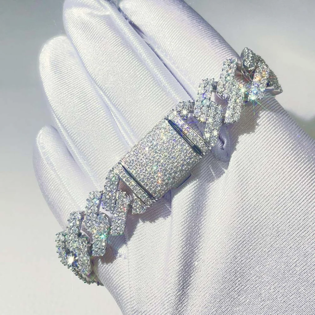 Diamond 14K .RRP Gold Cuban Link Hip Hop Bracelet with Natural Diamonds in White/Rose/Yellow Gold for Men & Women