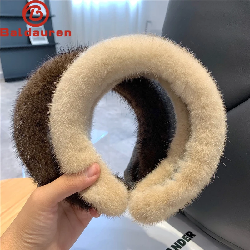 

New Arrival Women Luxury winter 100% Real Mink Fur Headbands High Quality Real Fur Hair Band Lady Fashion Hair Hoop Furry Gift