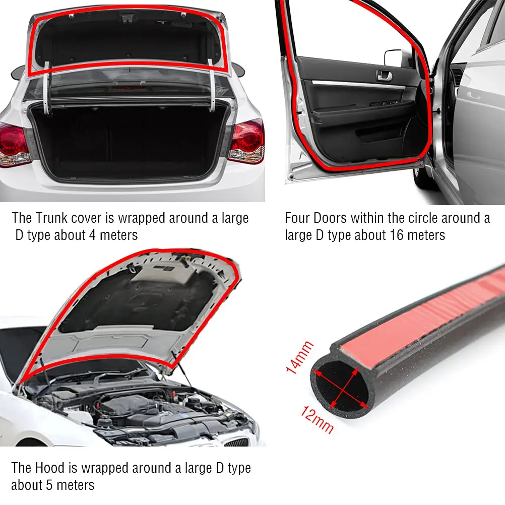 Automotive Weather Stripping EPDM Rubber Seal Strip Car Truck Door Window Strip Soundproof Noise Insulation Sealing