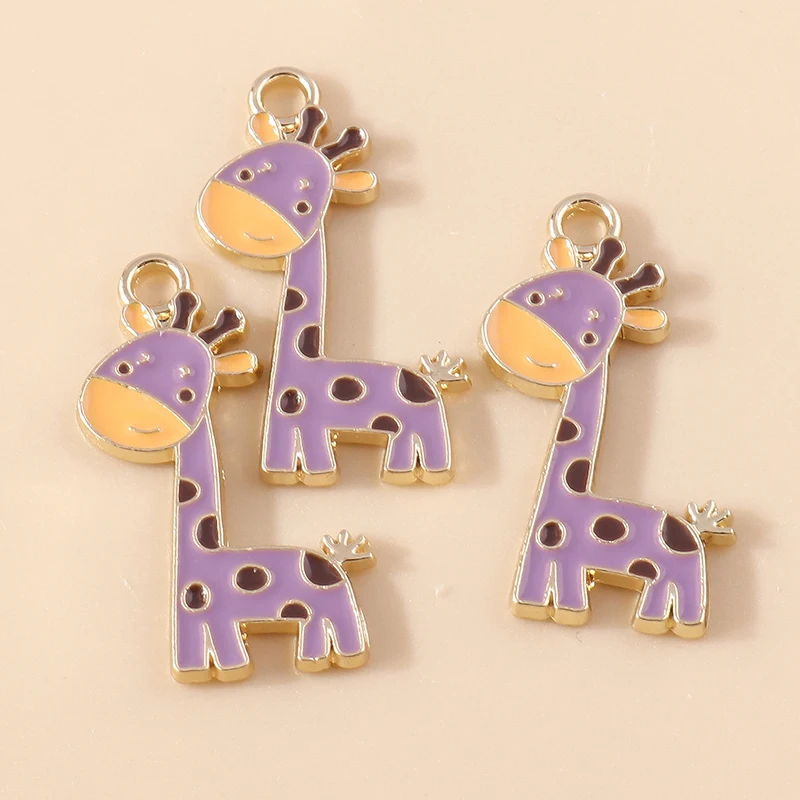 20 Stück 16x27mm Cartoon Emaille Tier Giraffen-Anhänger für Schmuckherstellung, Halsketten, Ohrringe, Armbänder, DIY-Bastelbedarf – Detail 3