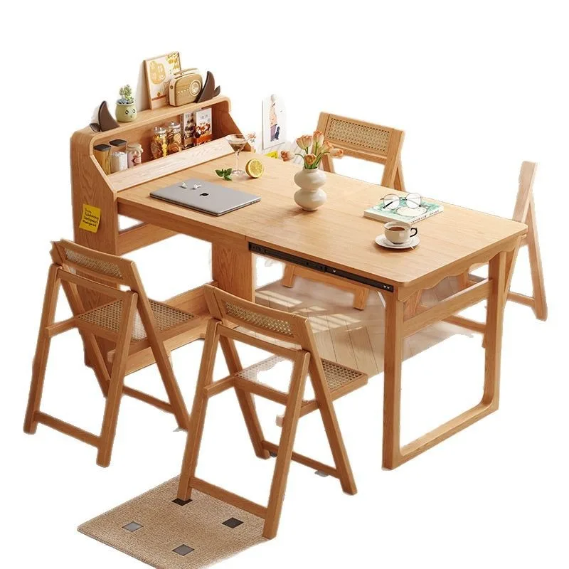 Nordic solid wood dining table, folding storage side cabinet household integrated small apartment c